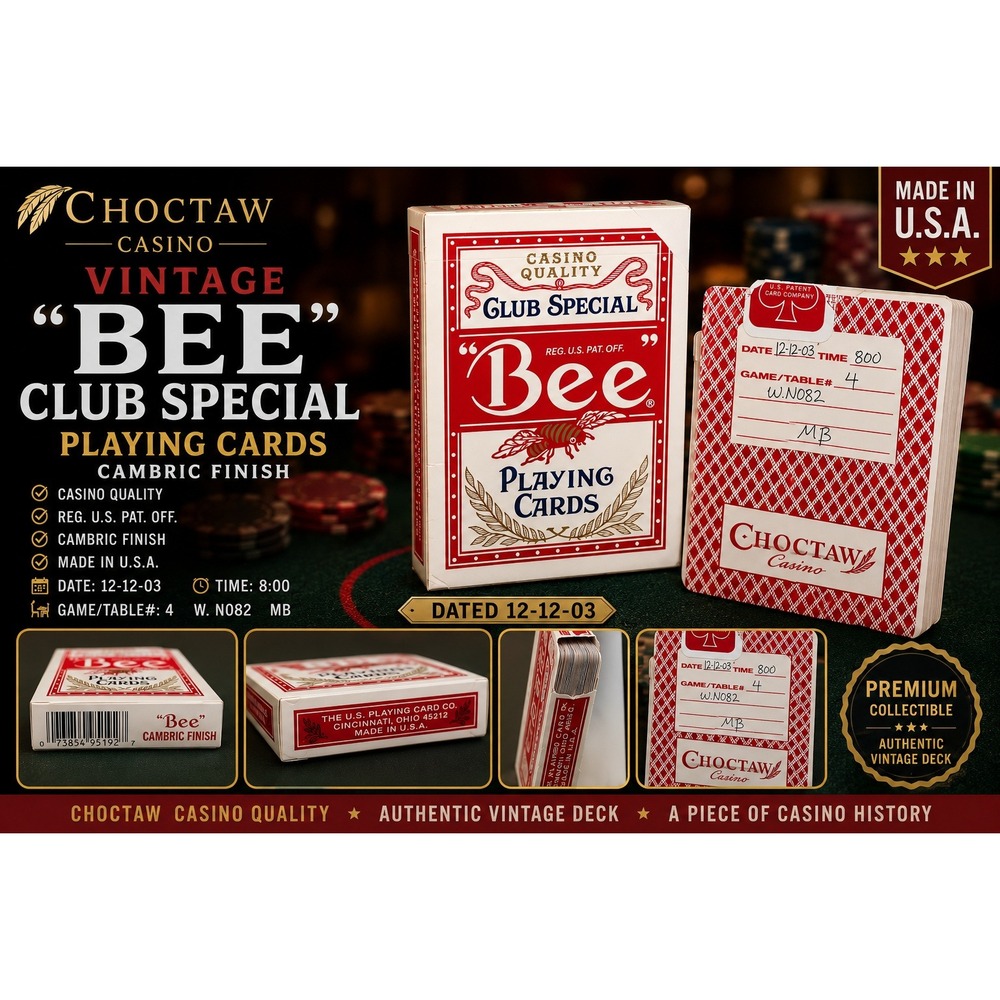 Vintage Bee Club Special No 99 Playing Cards Choctaw Casino Used 2003 Red Deck‎